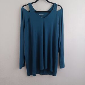 Torrid super soft cold shoulder lo g sleeve blue  blouse size 2X